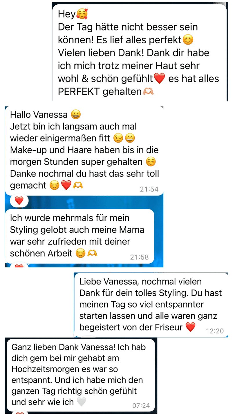 Nachricht einer Braut an Vanessa